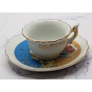 Victoria Ceramics Vintage Souvenir California Teacup and Saucer Set